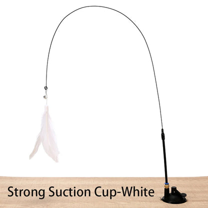 Interactive Cat Feather Wand Toy with Suction Cup