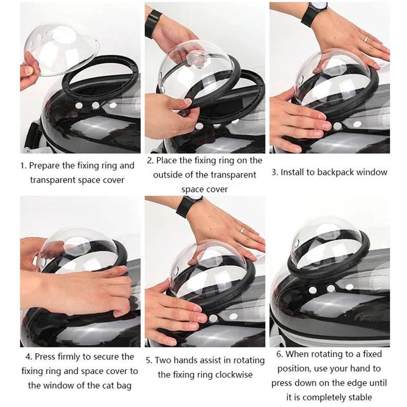 SpaceCapsule Transparent Pet Backpack Carrier Lightweight Portable Breathable Foldable for Cats Dogs Outdoor Travel Adventure