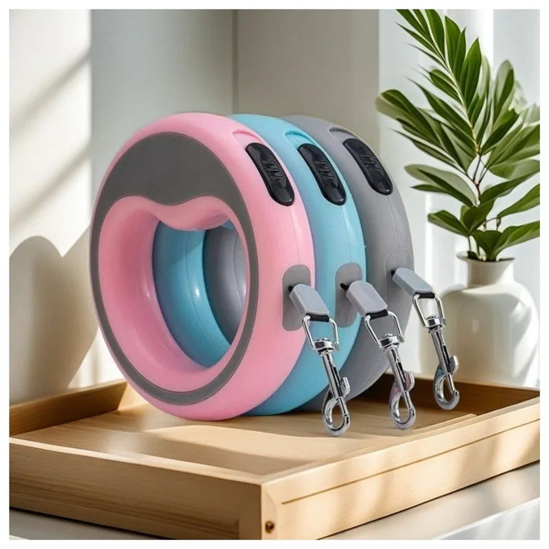 2.5m Automatic Retractable Dog Leash Circular Traction Rope Hands-Free Pet Tractor Light Leash Chain