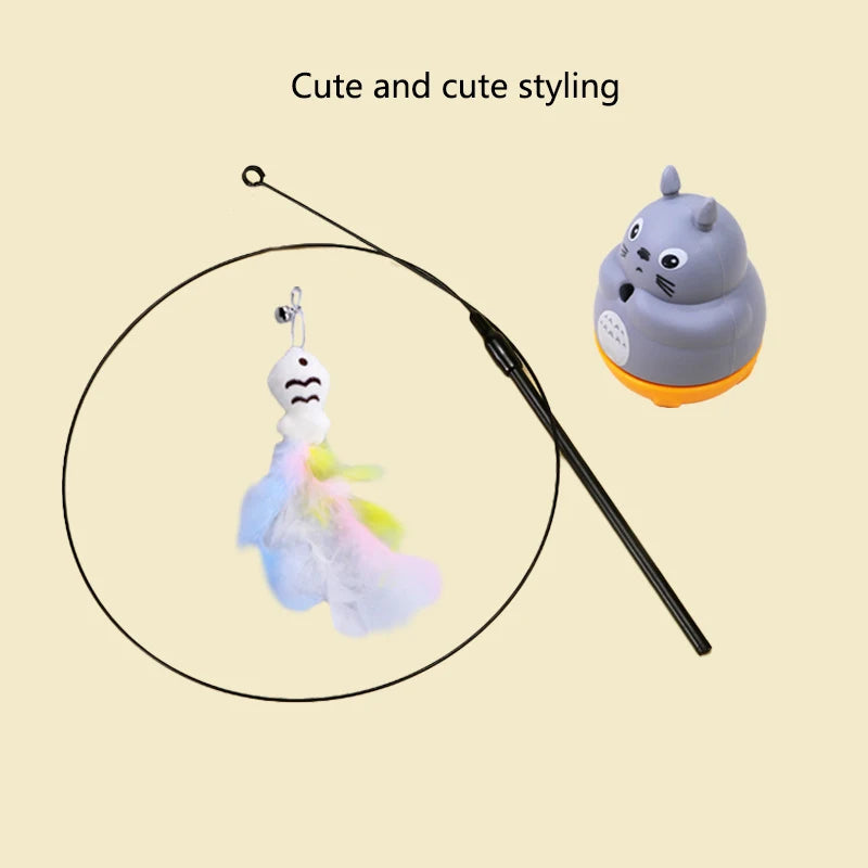 Interactive feather wand for cats