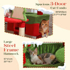Christmas Cat Tree with Sisal Scratching Posts Spacious Condo Hammock Tall Large Cat Tower for Indoor Cat House Bed Cat Toys