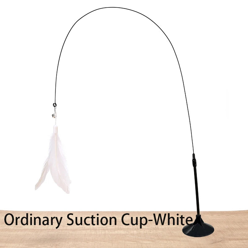 Interactive Cat Feather Wand Toy with Suction Cup