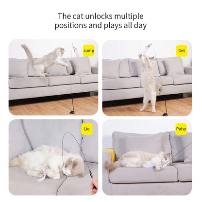 Interactive Cat Feather Wand Toy with Suction Cup