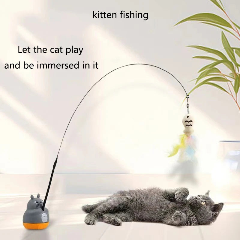 Interactive feather wand for cats