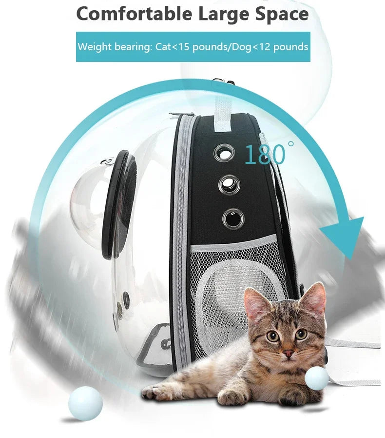 SpaceCapsule Transparent Pet Backpack Carrier Lightweight Portable Breathable Foldable for Cats Dogs Outdoor Travel Adventure