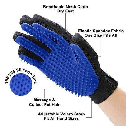 Silicone grooming gloves for cats and dogs