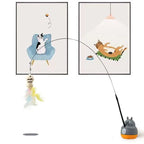 Chinchilla cat funny cat stick steel wire long pole feather cute cat toy kitten fishing rotating self-pleasure relief pet toy