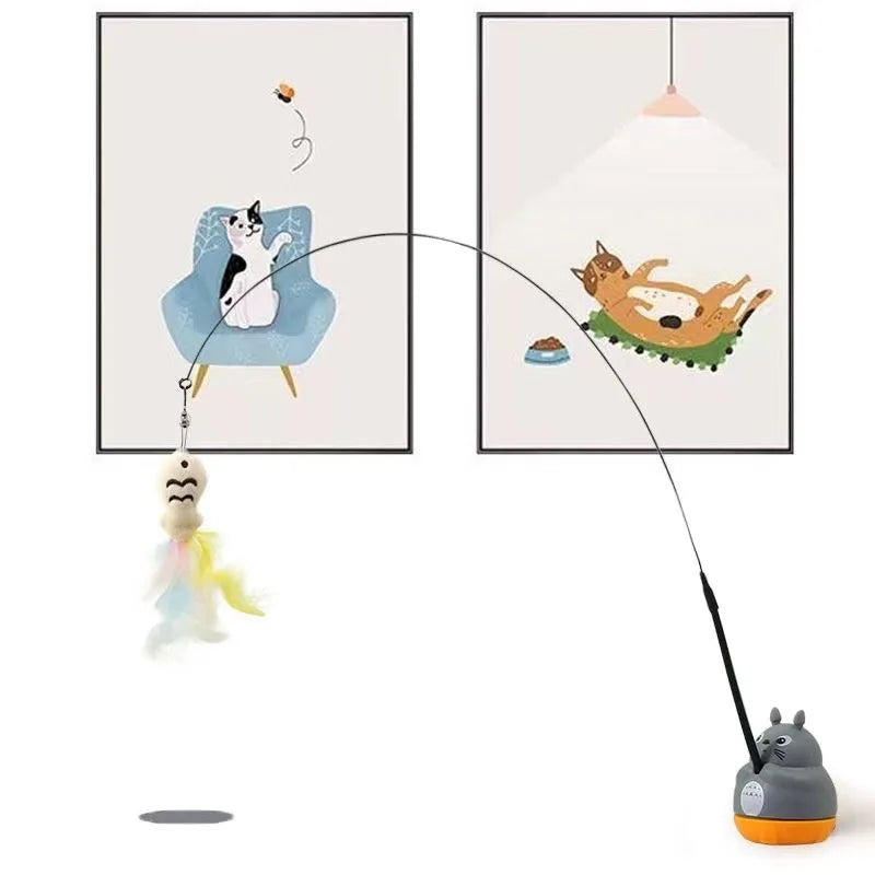 Interactive feather wand for cats