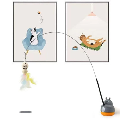 Interactive feather wand for cats