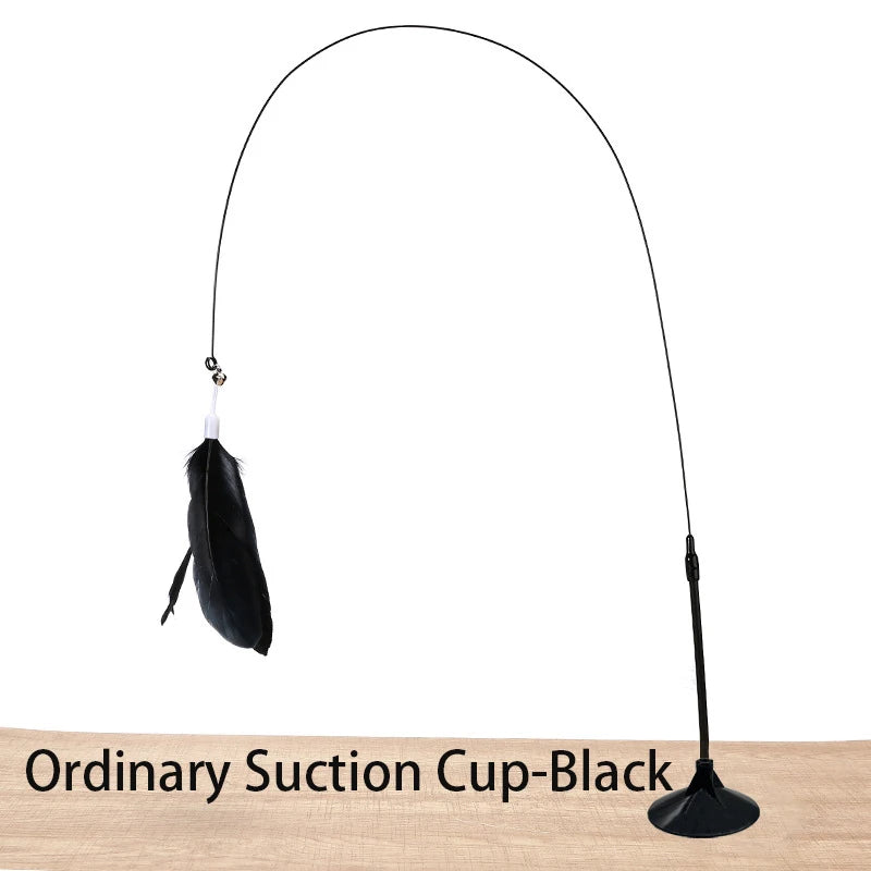 Interactive Cat Feather Wand Toy with Suction Cup