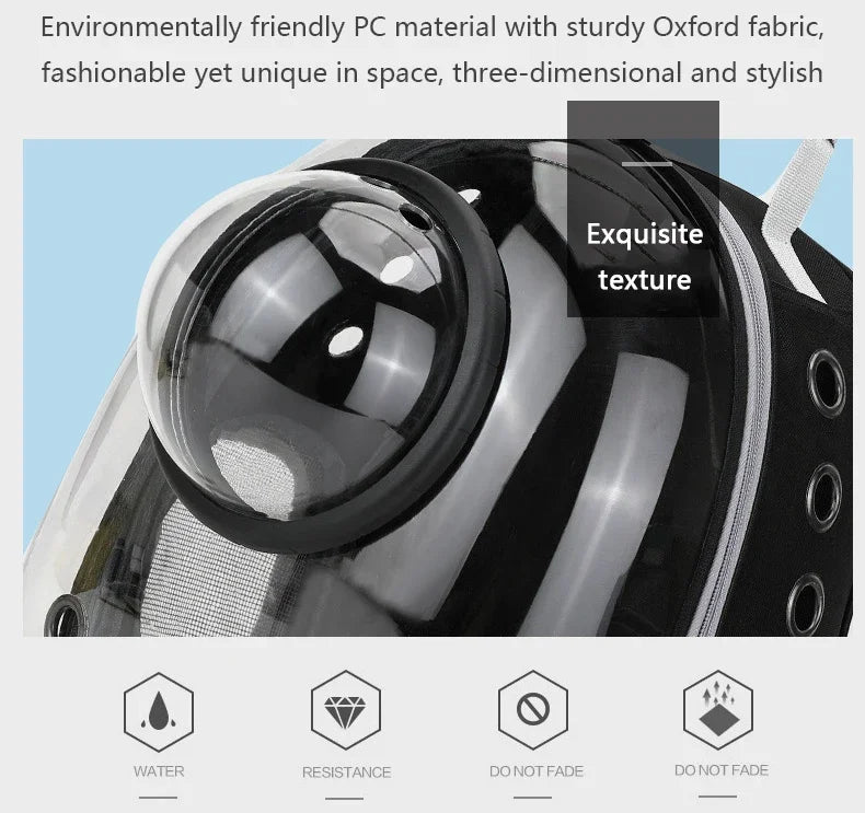 SpaceCapsule Transparent Pet Backpack Carrier Lightweight Portable Breathable Foldable for Cats Dogs Outdoor Travel Adventure