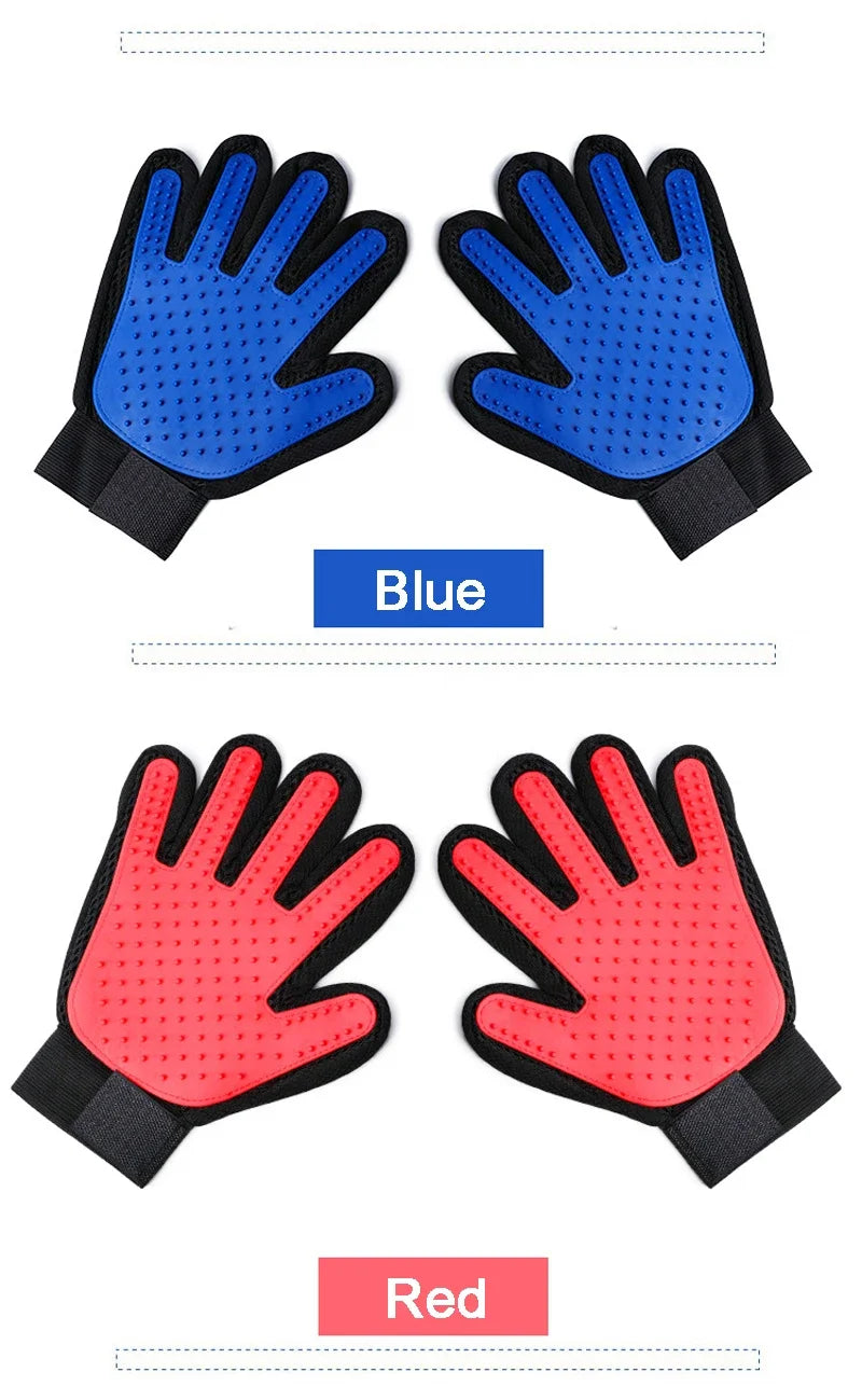 Silicone grooming gloves for cats and dogs