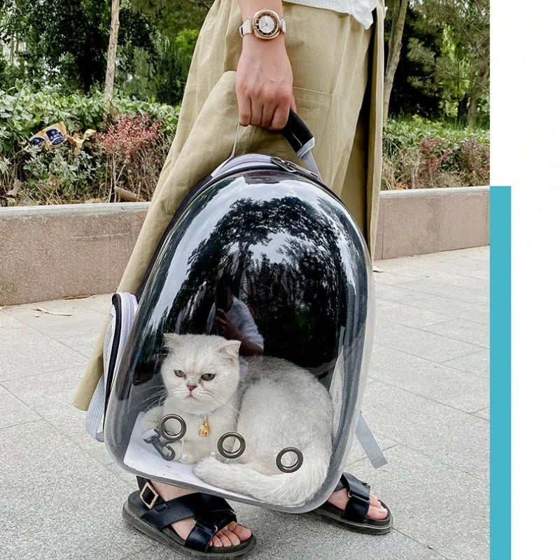SpaceCapsule Transparent Pet Backpack Carrier Lightweight Portable Breathable Foldable for Cats Dogs Outdoor Travel Adventure