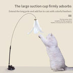 Interactive Cat Feather Wand Toy with Suction Cup