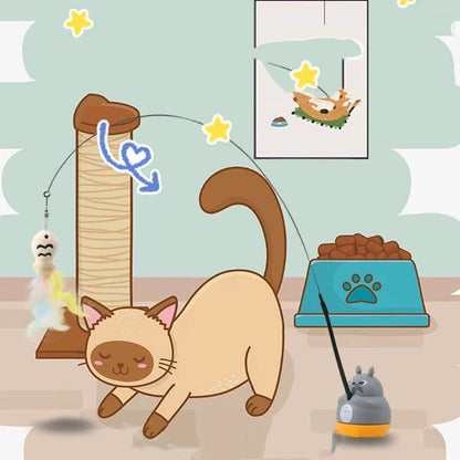Interactive feather wand for cats