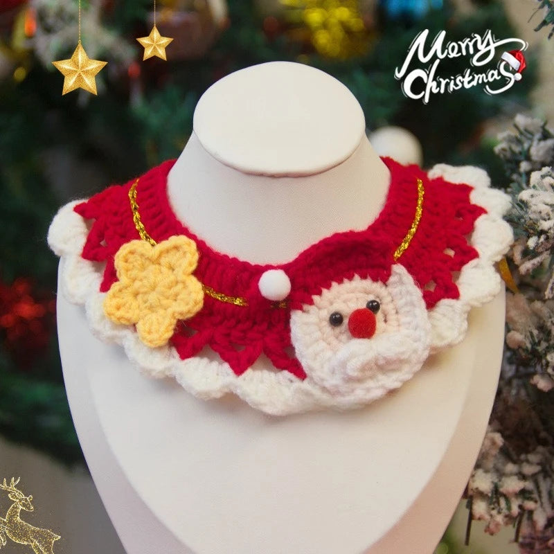 Christmas pet scarf with Santa and reindeer