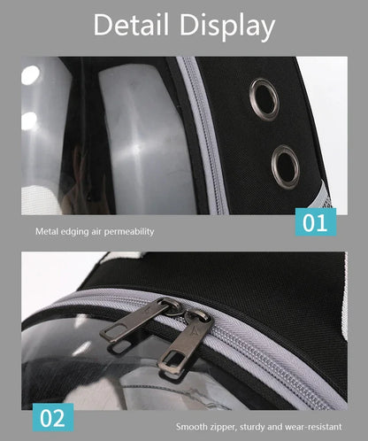 Transparent pet backpack for cats and dogs