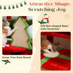 Christmas Cat Tree with Sisal Scratching Posts Spacious Condo Hammock Tall Large Cat Tower for Indoor Cat House Bed Cat Toys