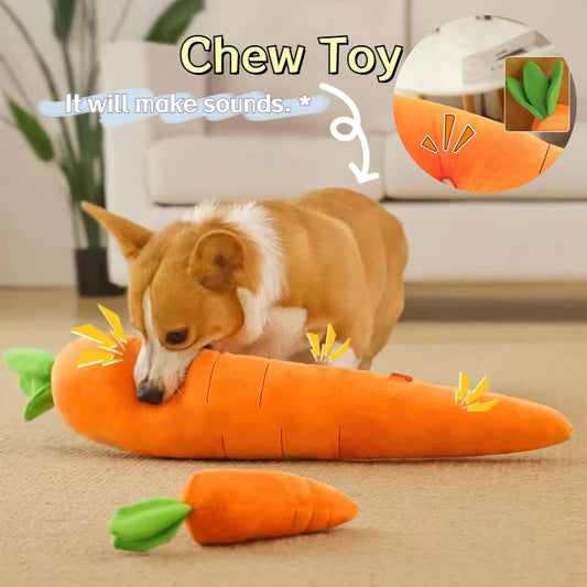 Carrot plush dog toy