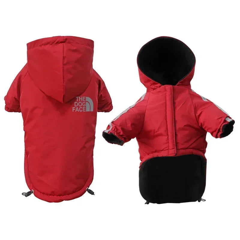 Reflective Waterproof Dog Jacket — Warm Hooded Winter Coat
