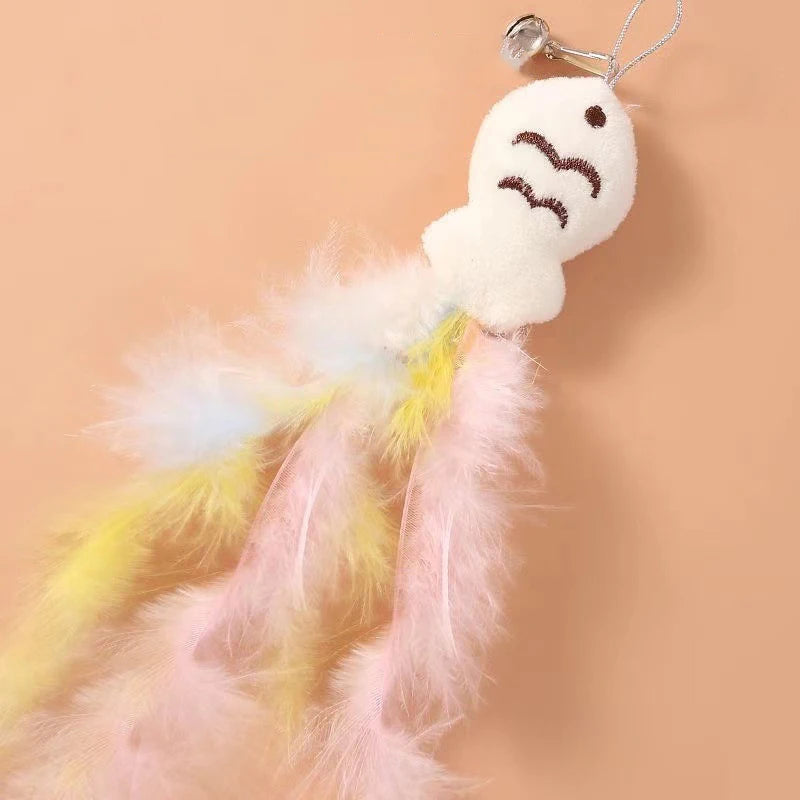 Interactive feather wand for cats