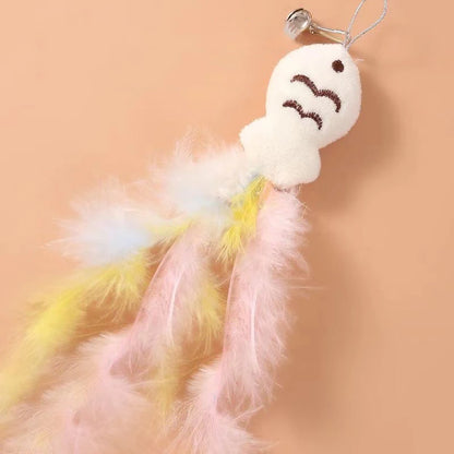 Interactive feather wand for cats