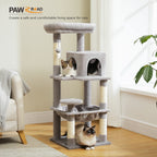 Cat Tree for Indoor Cats, 5-Level Cat Tower for Large Cats with Metal Frame Large Hammock Cat Condo with Big Top Perch