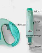 Retractable Dog Leash with LED Light & Waste Bag Dispenser — 5M Nylon