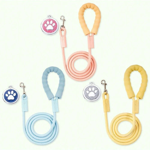 1set Dog Leash + Pendant Soft Handle Round Rope Dog Leash with Claw Pendant for Pet Small Medium Large Dogs Walking Dog Traction