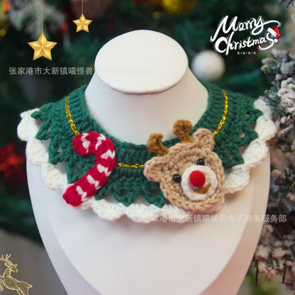 Christmas pet scarf with Santa and reindeer