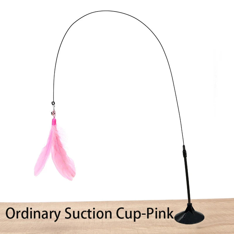 Interactive Cat Feather Wand Toy with Suction Cup