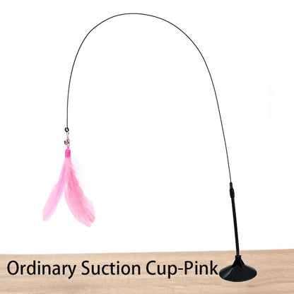 Interactive Cat Feather Wand Toy with Suction Cup